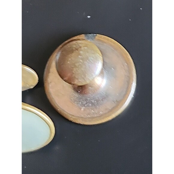 Vintage Tuxedo Stud Set – Brass w/ Mother of Pearl Inlay Mid-Century Formal - Picture 4 of 5